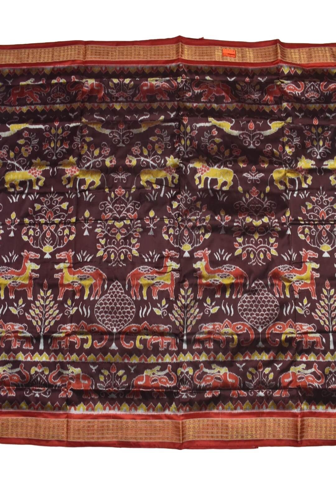 Maroon Colour Sambalpuri Handloom Bandha Silk Saree