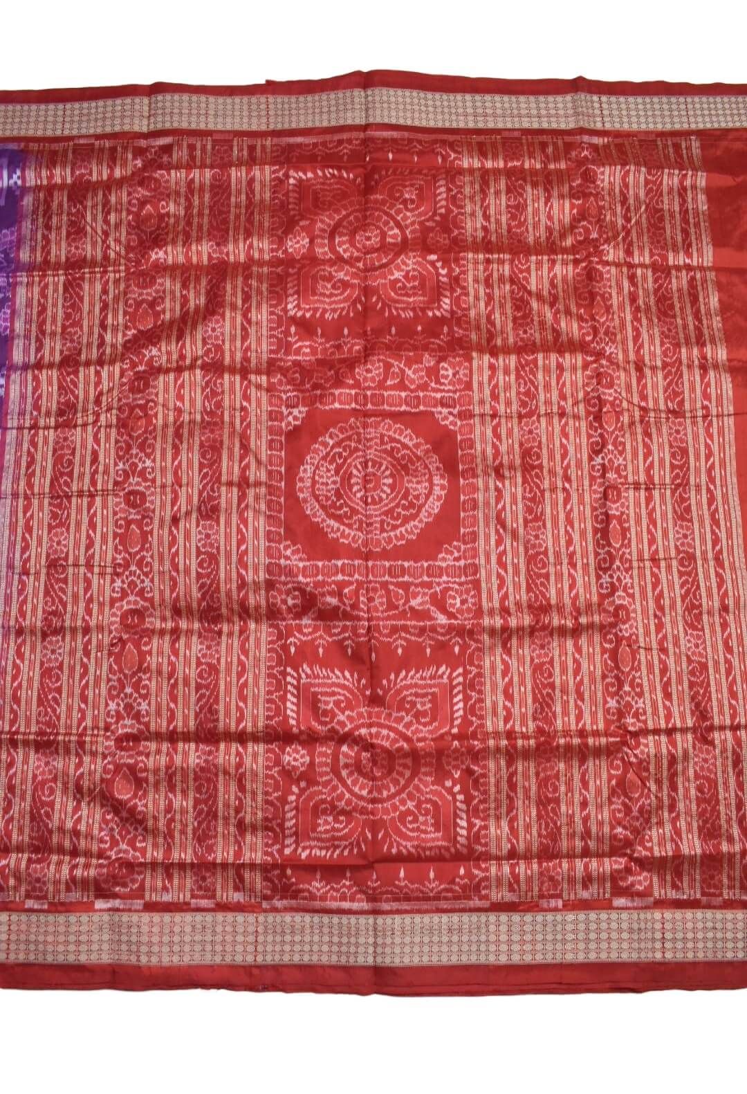Purple Colour Sambalpuri Handloom Bandha Silk Saree - Image 2