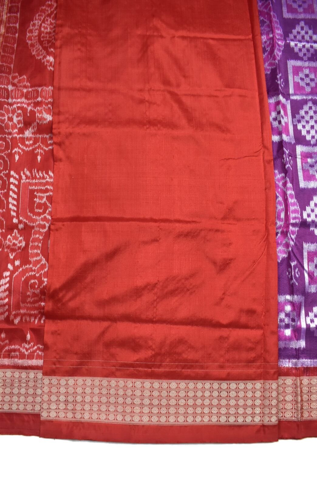 Purple Colour Sambalpuri Handloom Bandha Silk Saree - Image 5