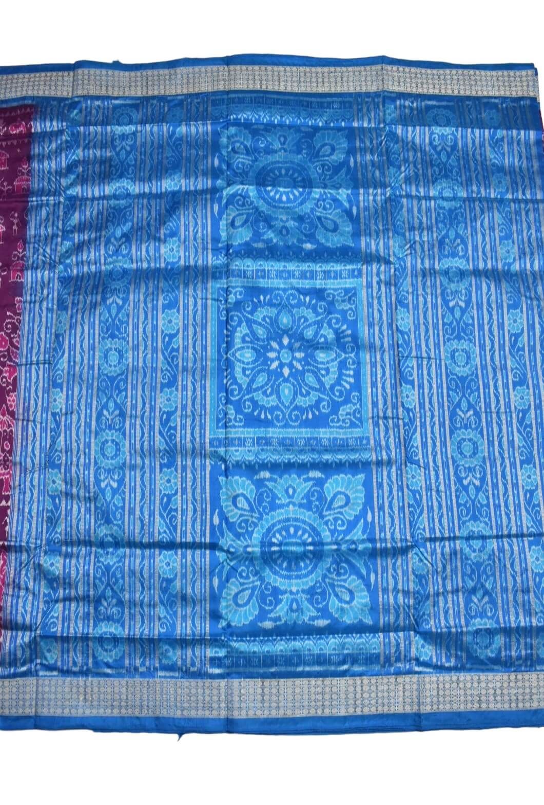 Purple Colour Sambalpuri Handloom Bandha Silk Saree - Image 2