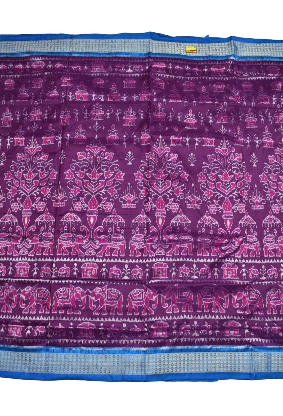 Purple Colour Sambalpuri Handloom Bandha Silk Saree