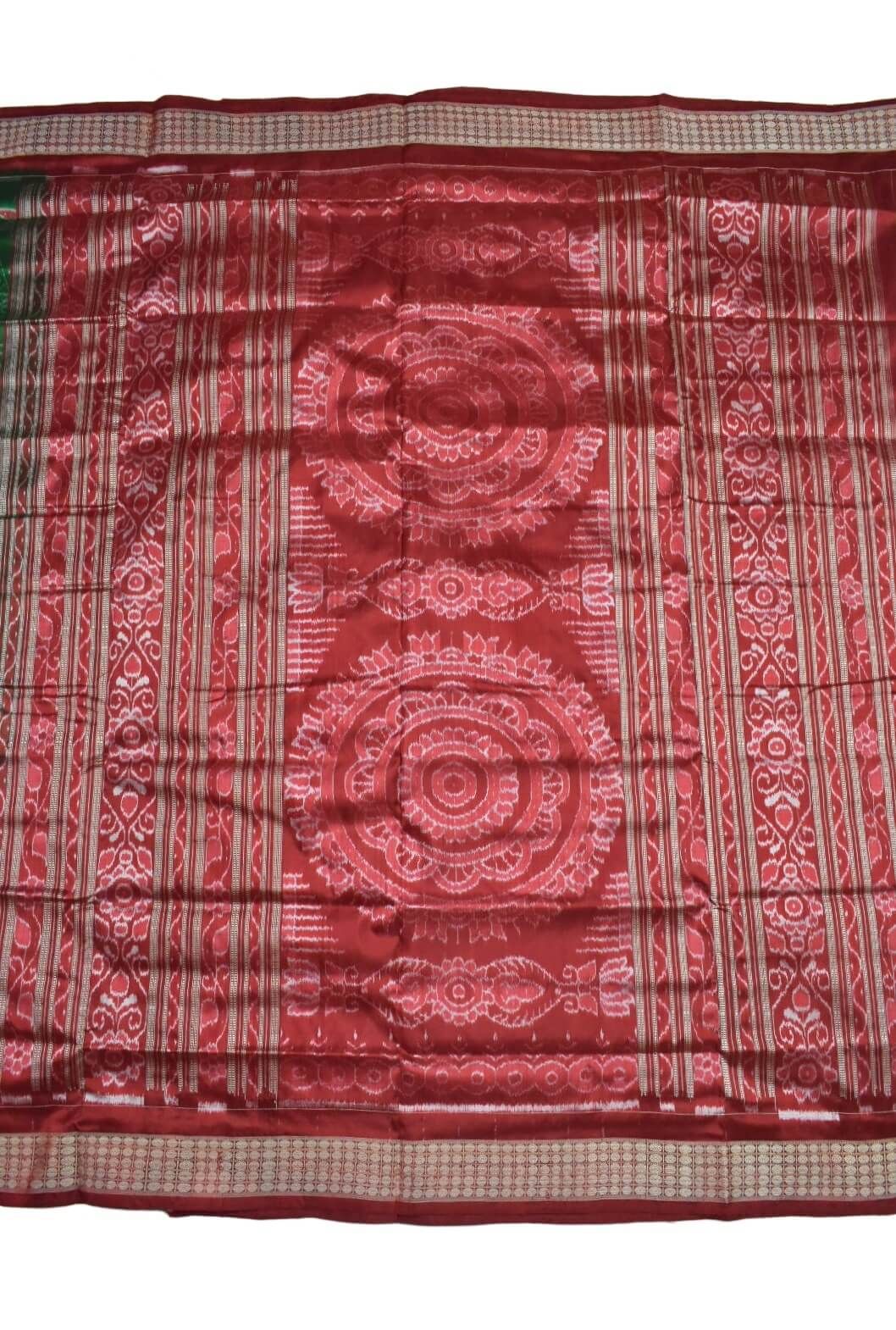 Green Colour Sambalpuri Handloom Bandha Silk Saree - Image 2
