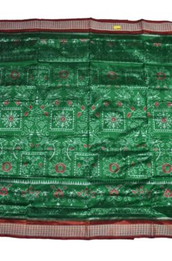 Green Colour Sambalpuri Handloom Bandha Silk Saree