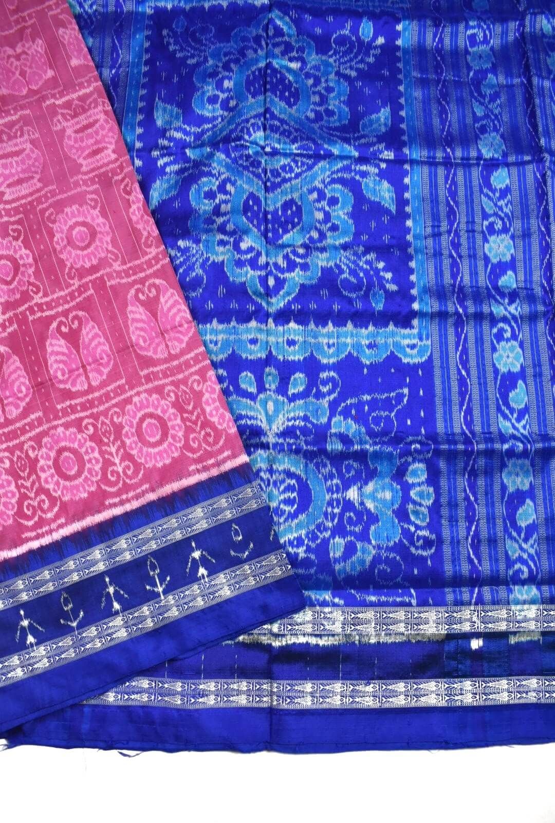 Pink Colour Sambalpuri Handloom Bandha Silk Saree - Image 3