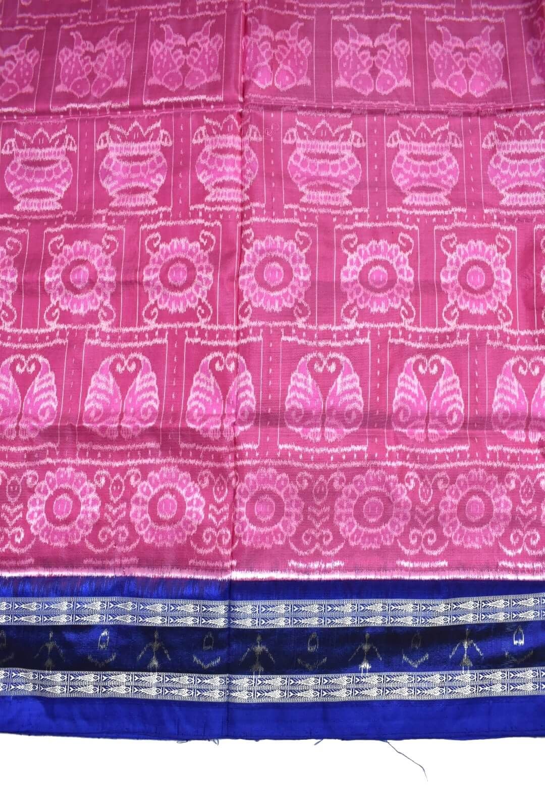Pink Colour Sambalpuri Handloom Bandha Silk Saree - Image 4