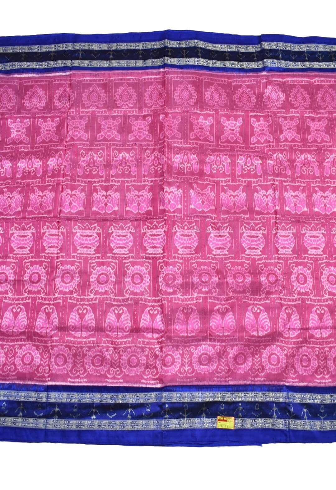 Pink Colour Sambalpuri Handloom Bandha Silk Saree