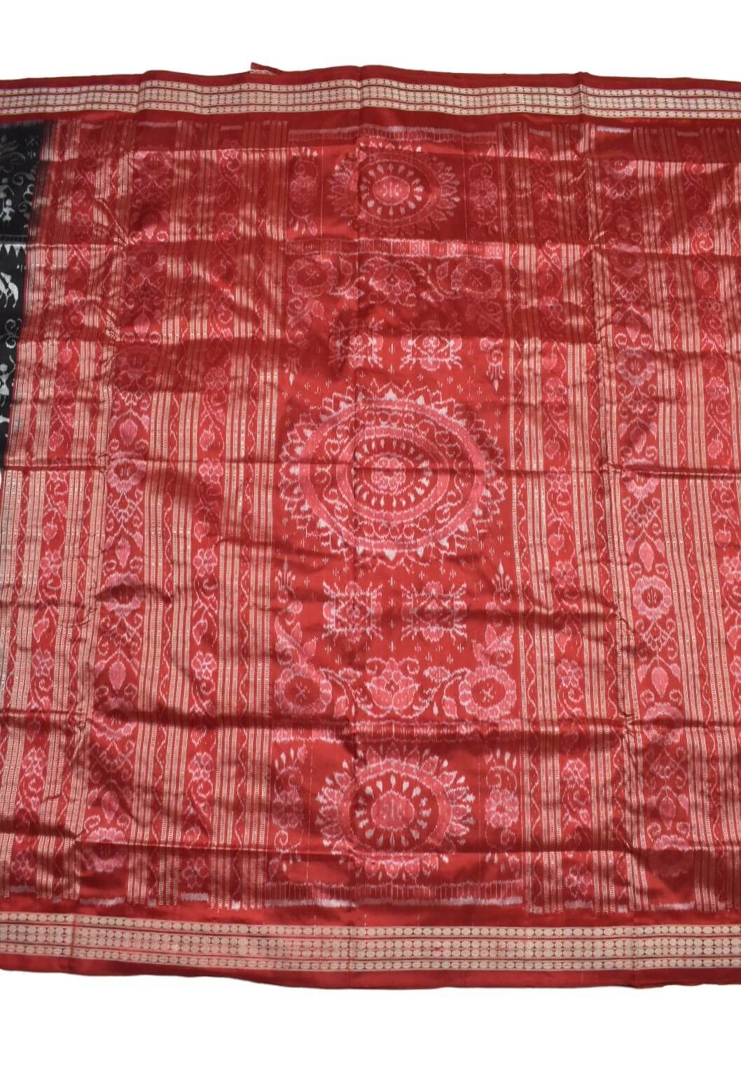 Black Colour Sambalpuri Handloom Bandha Silk Saree - Image 2