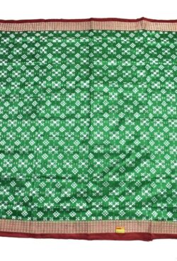 Green Colour Sambalpuri Handloom Bandha Silk Saree