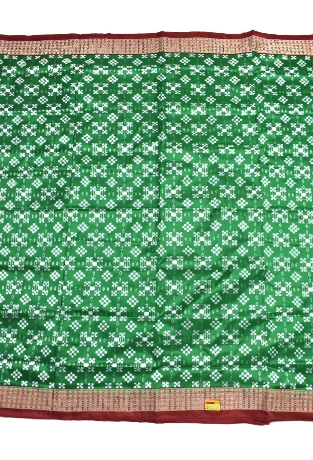 Green Colour Sambalpuri Handloom Bandha Silk Saree