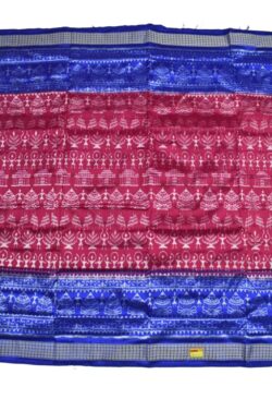 Red-Blue Colour Sambalpuri Handloom Bandha Silk Saree