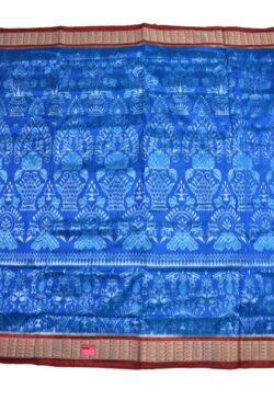 Sky Blue Colour Sambalpuri Handloom Bandha Silk Saree
