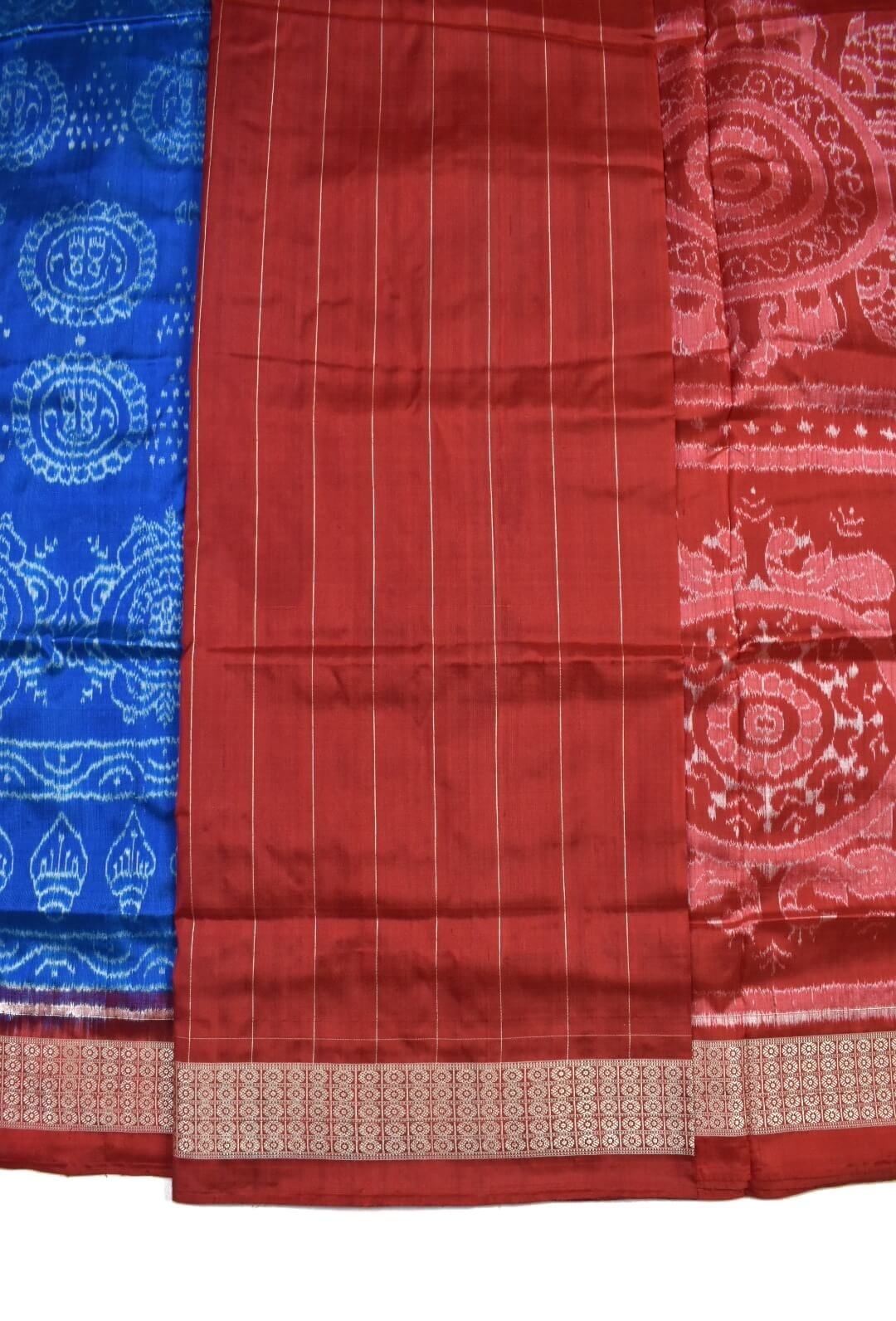 Sky Blue Colour Sambalpuri Handloom Bandha Silk Saree - Image 5