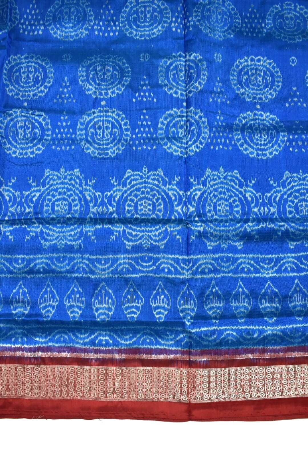 Sky Blue Colour Sambalpuri Handloom Bandha Silk Saree - Image 4
