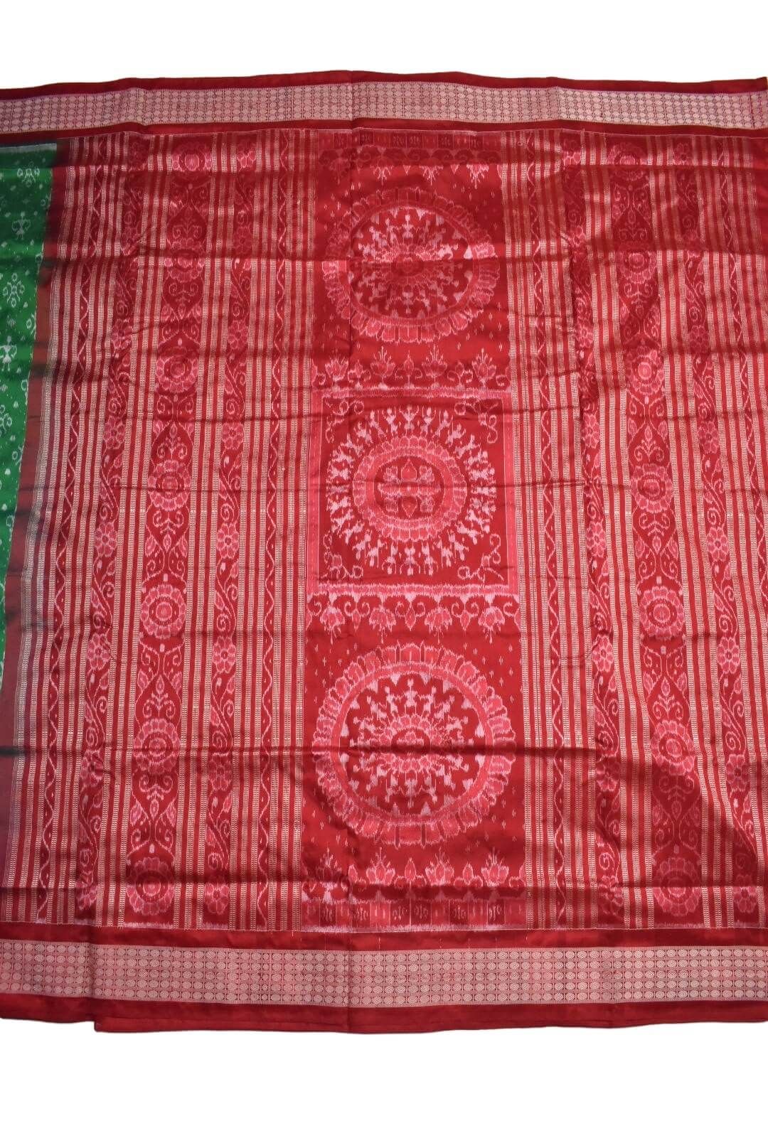 Green Colour Sambalpuri Handloom Bandha Silk Saree - Image 2