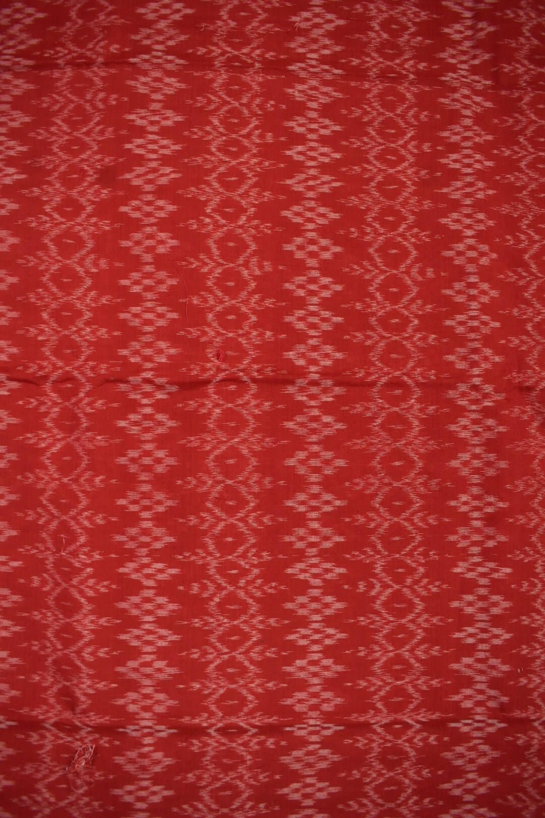 Red Colour Sambalpuri Handloom Cotton Dress Material - Image 5