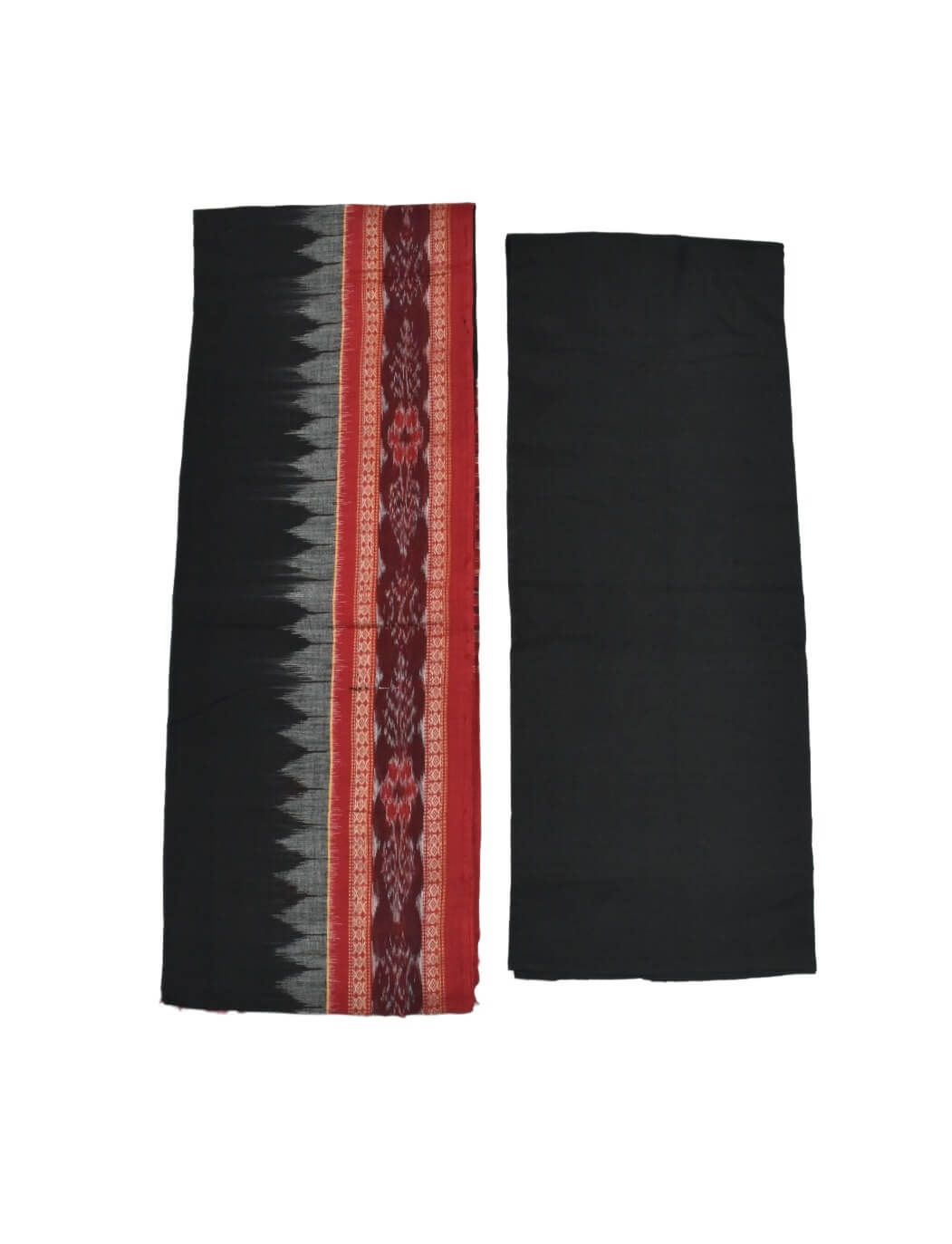 Red Colour Sambalpuri Handloom Cotton Dress Material - Image 2
