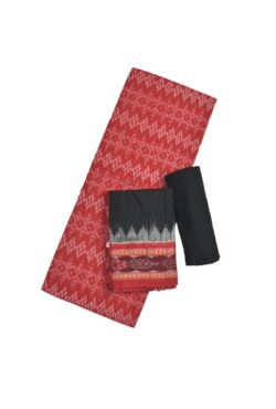 Red Colour Sambalpuri Handloom Cotton Dress Material