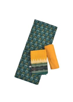 Green Colour Sambalpuri Handloom Cotton Dress Material