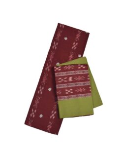 Maroon Colour Sambalpuri Handloom Cotton Bomkai Dress Material