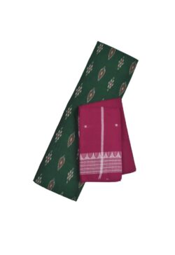 Green Colour Sambalpuri Handloom Cotton Dress Material