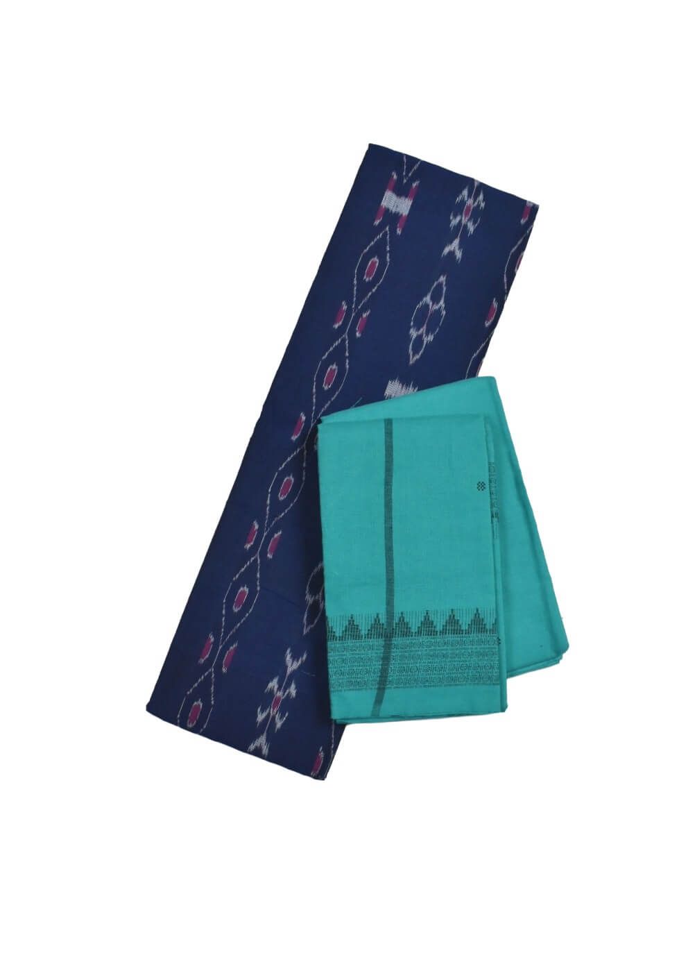 Blue Colour Sambalpuri Handloom Cotton Dress Material