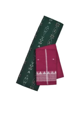 Green Colour Sambalpuri Handloom Cotton Dress Material