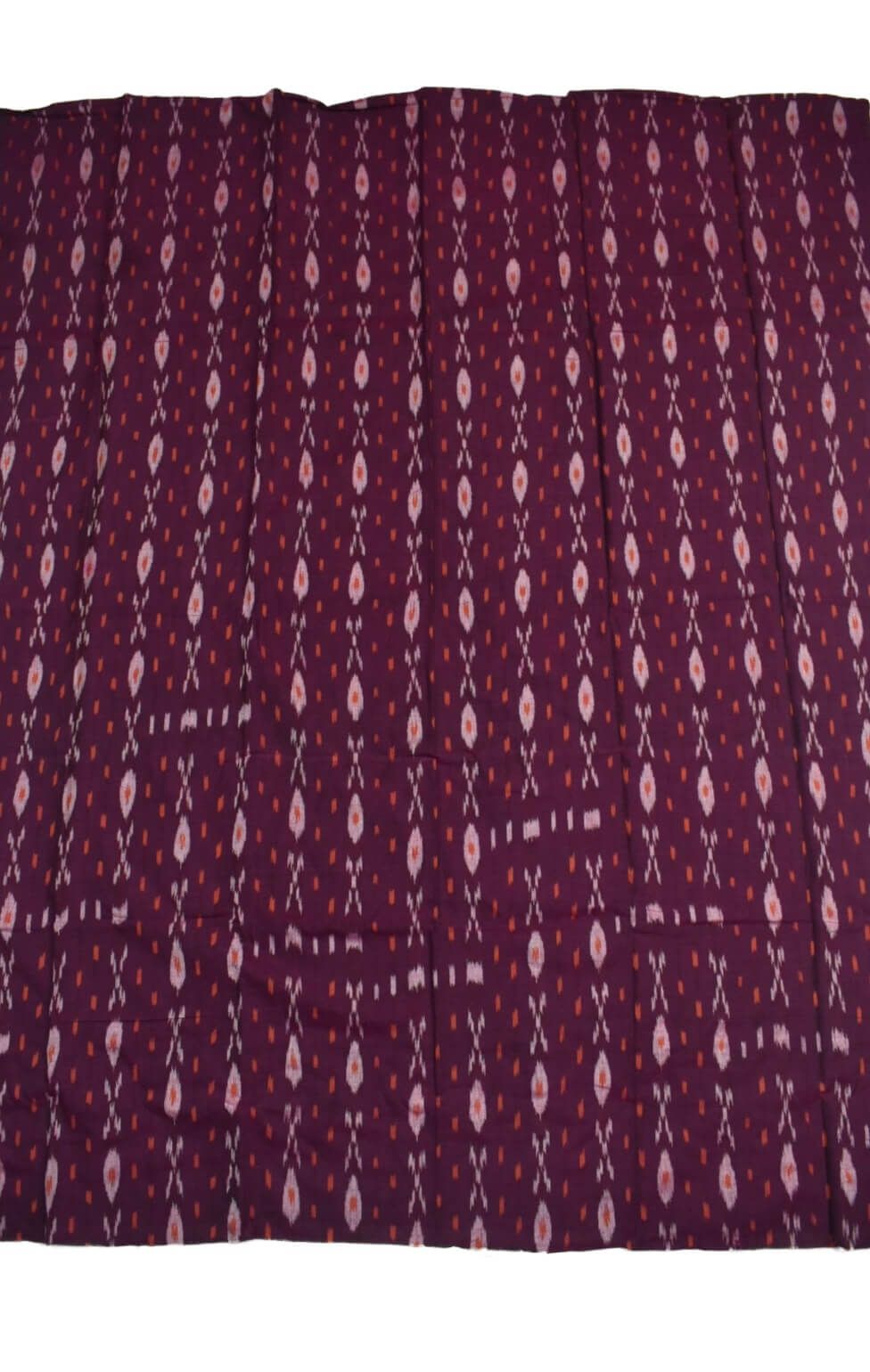 Maroon Colour Sambalpuri Handloom Cotton Dress Material - Image 4