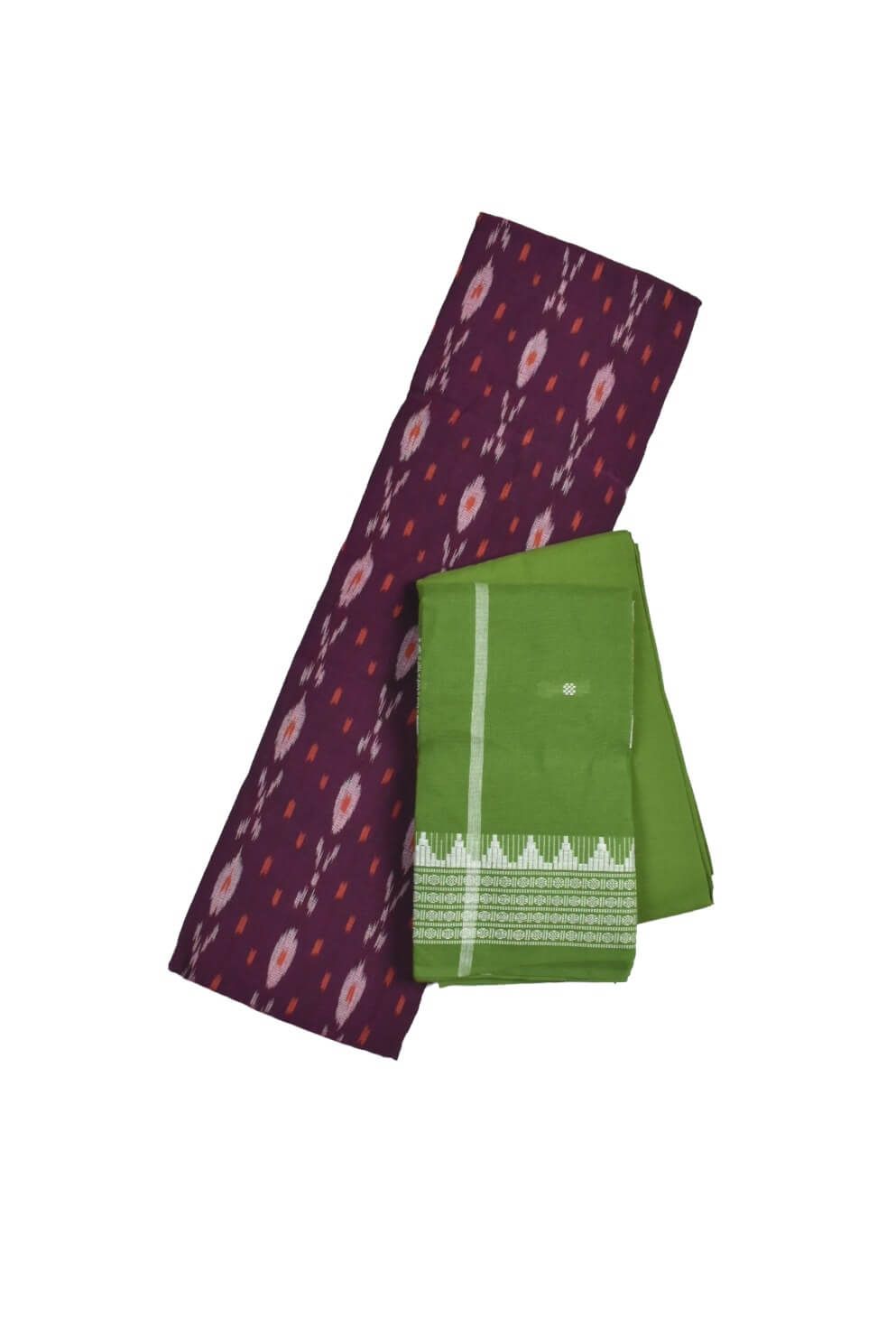 Maroon Colour Sambalpuri Handloom Cotton Dress Material