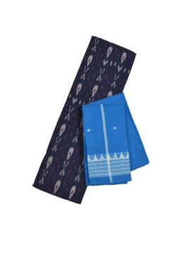 Blue Colour Sambalpuri Handloom Cotton Dress Material