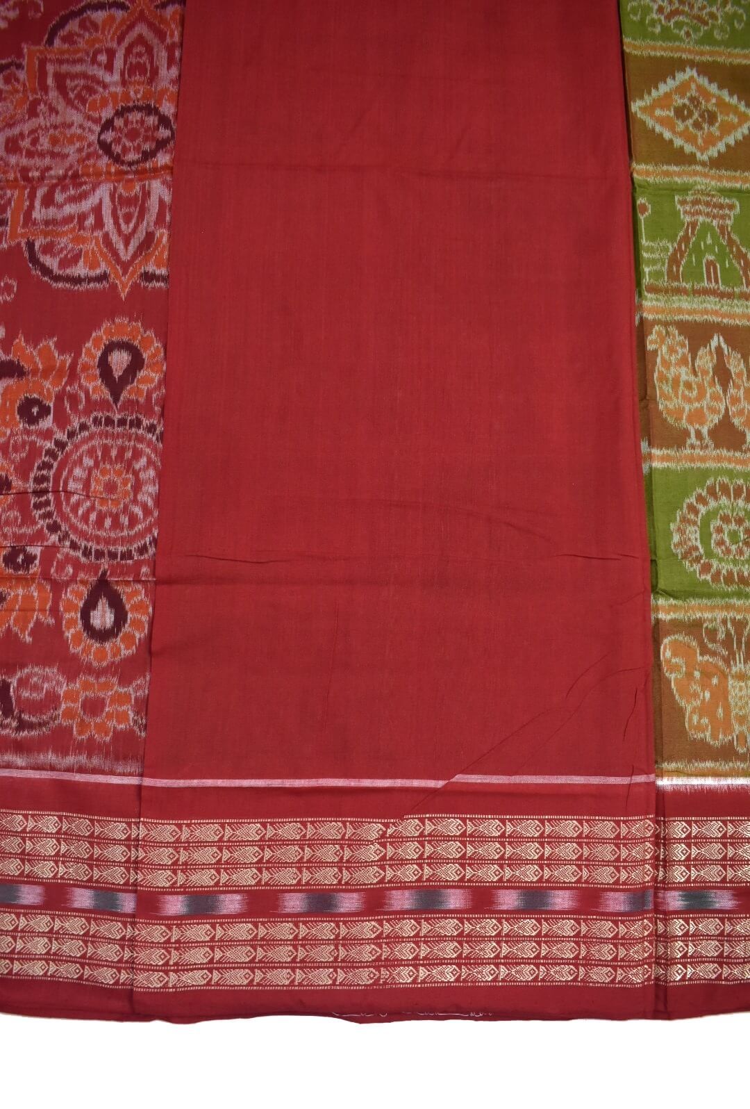 Yellow Colour Sambalpuri Handloom Cotton Bandha Saree - Image 5