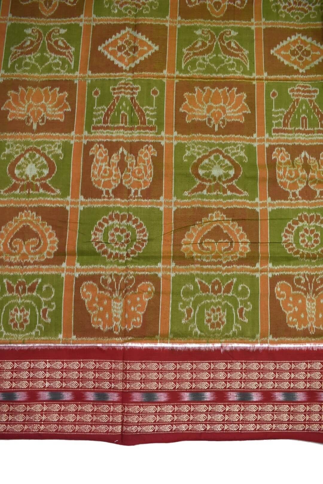 Yellow Colour Sambalpuri Handloom Cotton Bandha Saree - Image 4