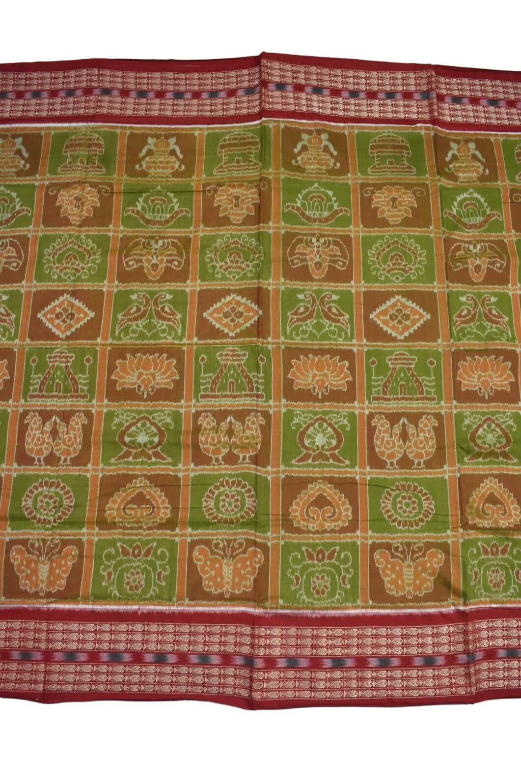 Yellow Colour Sambalpuri Handloom Cotton Bandha Saree