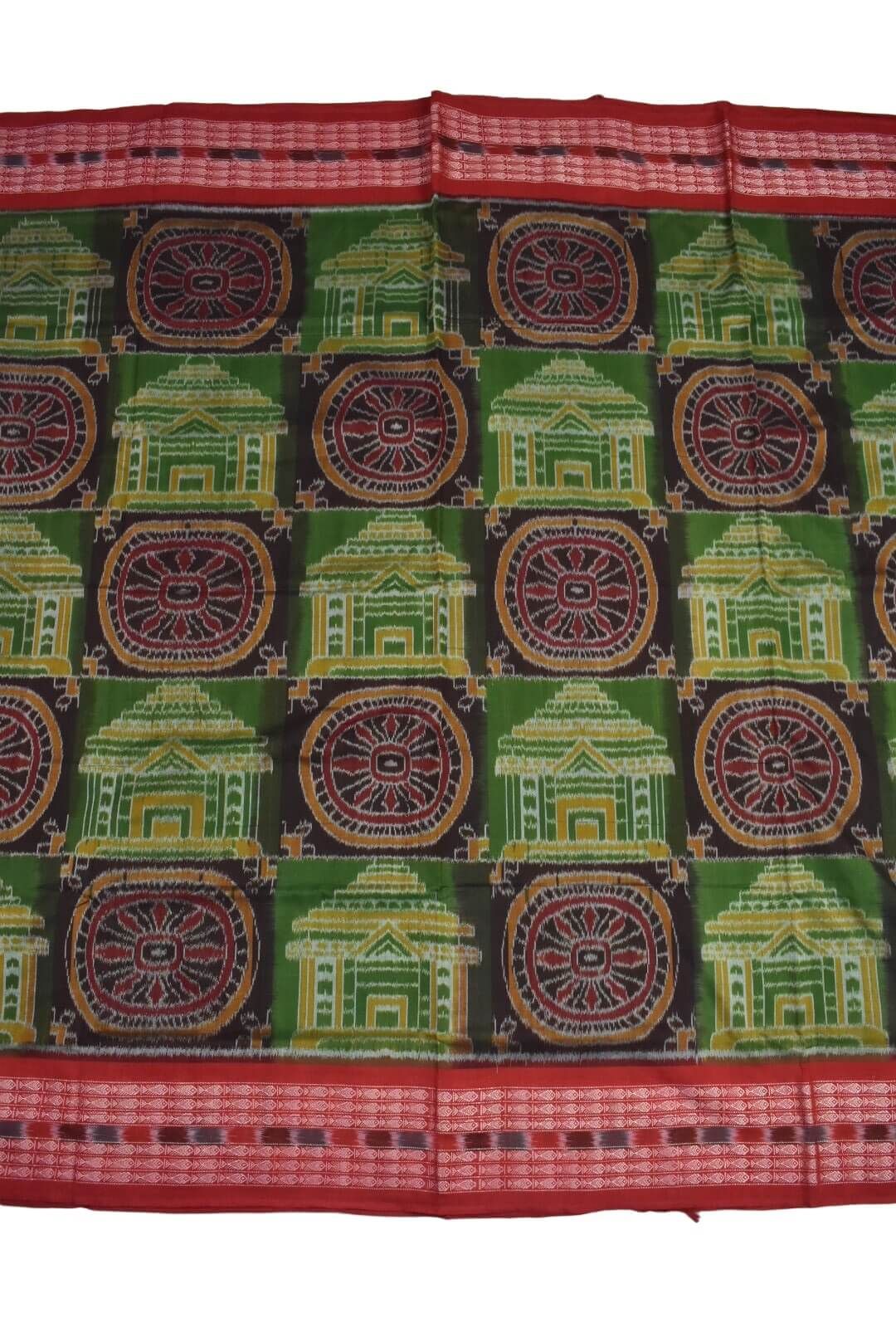 Green Colour Sambalpuri Handloom Cotton Bandha Saree