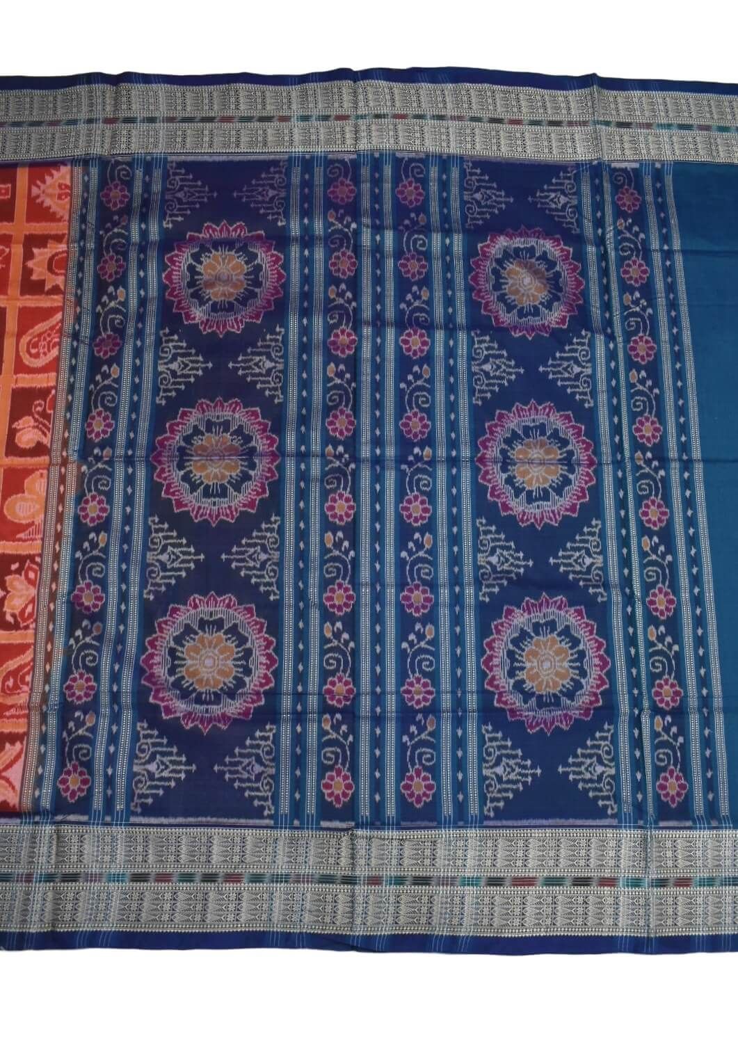 Orange Colour Sambalpuri Handloom Cotton Bandha Saree - Image 2