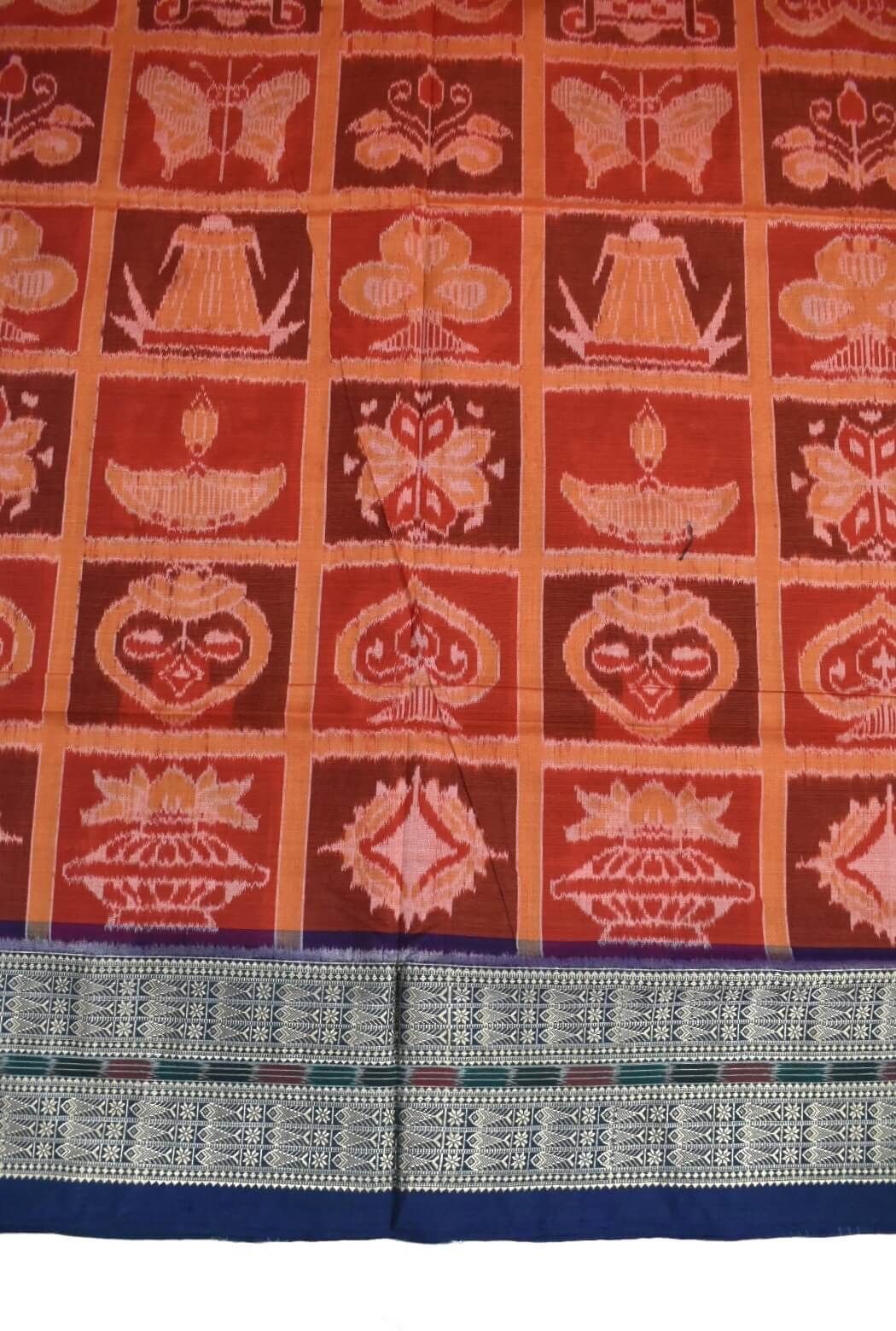 Orange Colour Sambalpuri Handloom Cotton Bandha Saree - Image 4