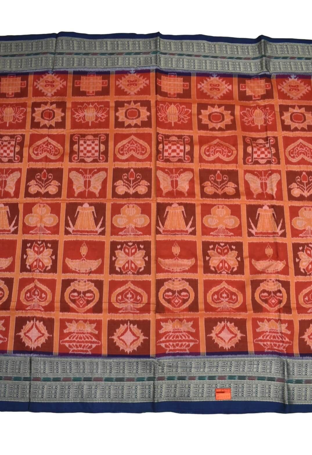 Orange Colour Sambalpuri Handloom Cotton Bandha Saree