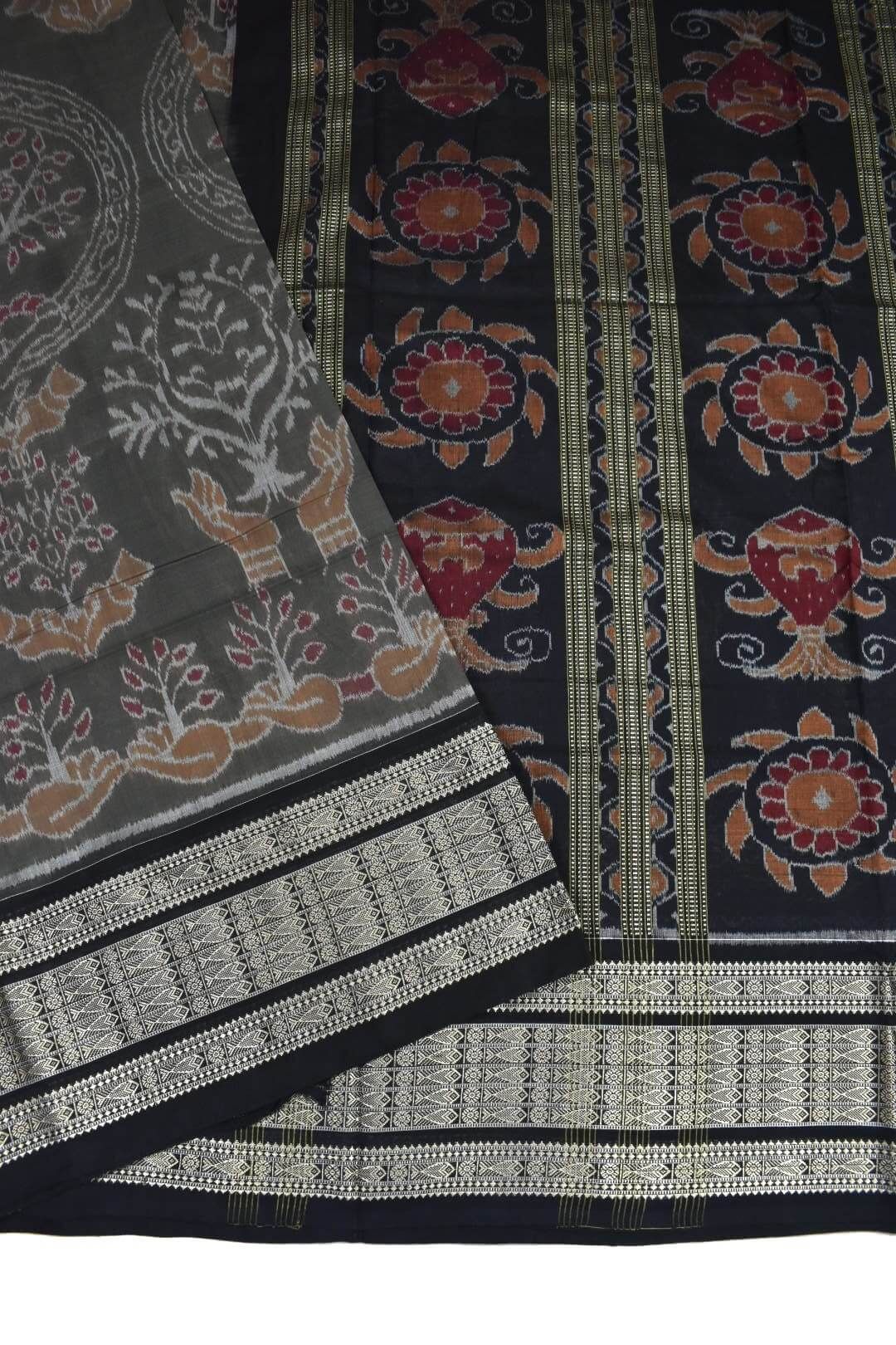 Lite Colour Sambalpuri Handloom Cotton Bandha Saree - Image 3