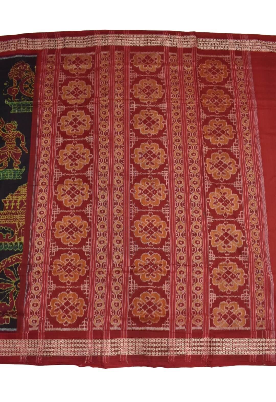 Black Colour Sambalpuri Handloom Cotton Bandha Saree - Image 2