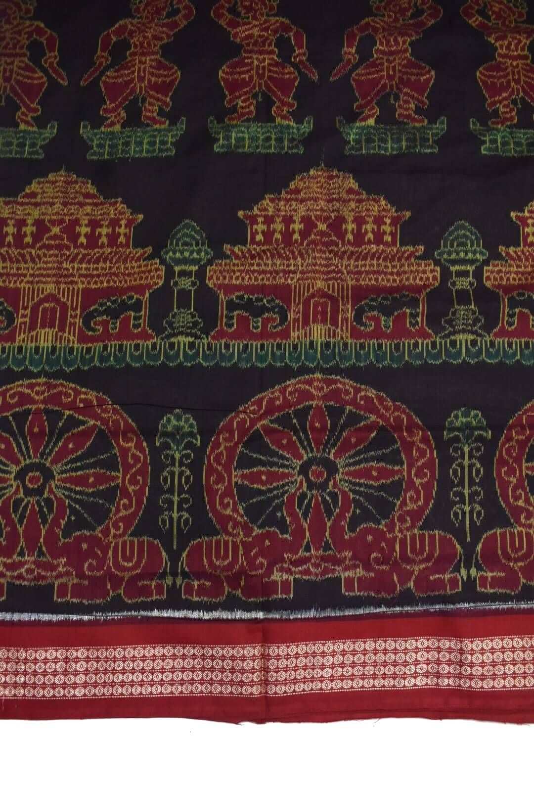 Black Colour Sambalpuri Handloom Cotton Bandha Saree - Image 4