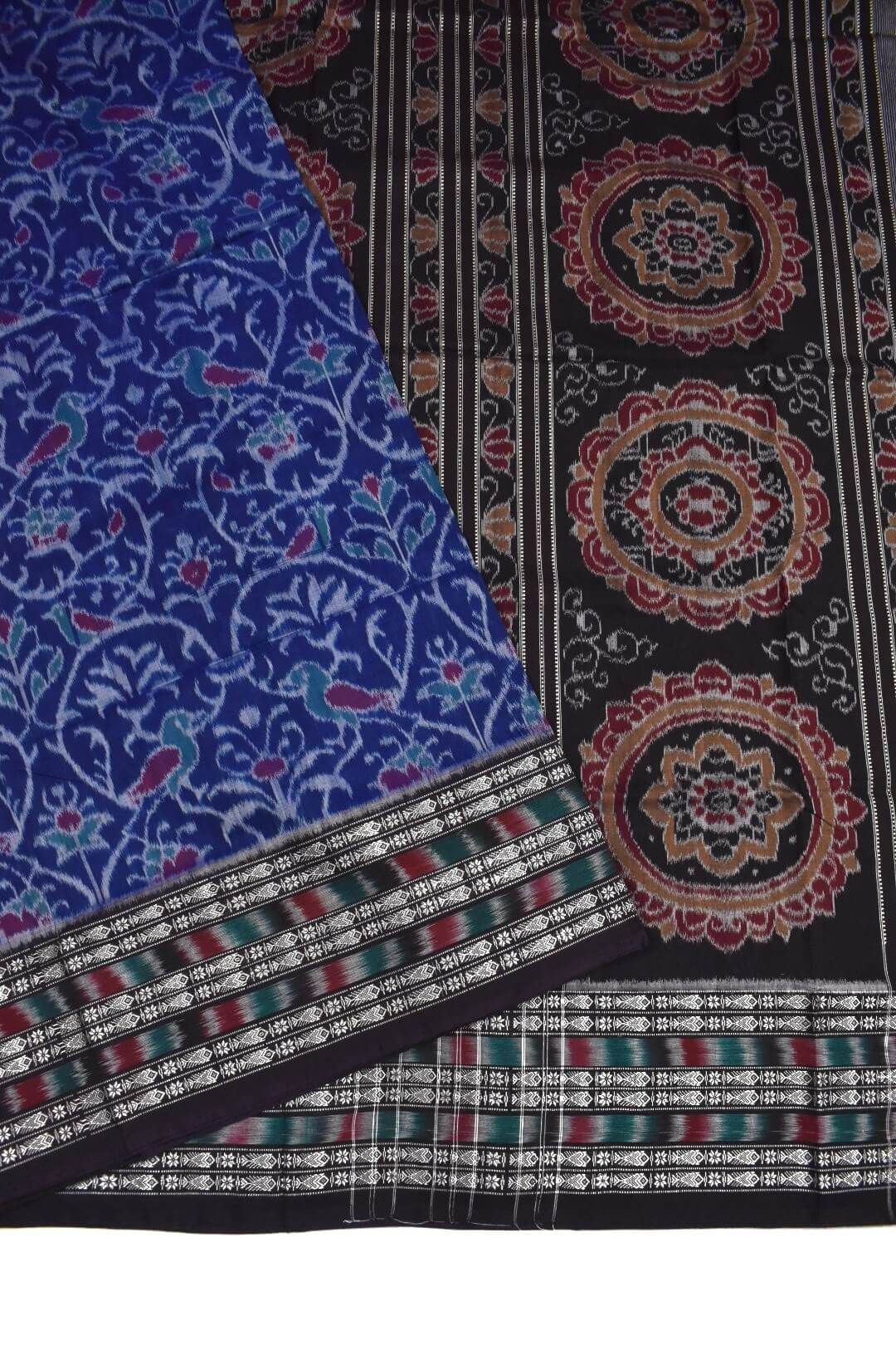 Blue Colour Sambalpuri Handloom Cotton Bandha Saree - Image 3