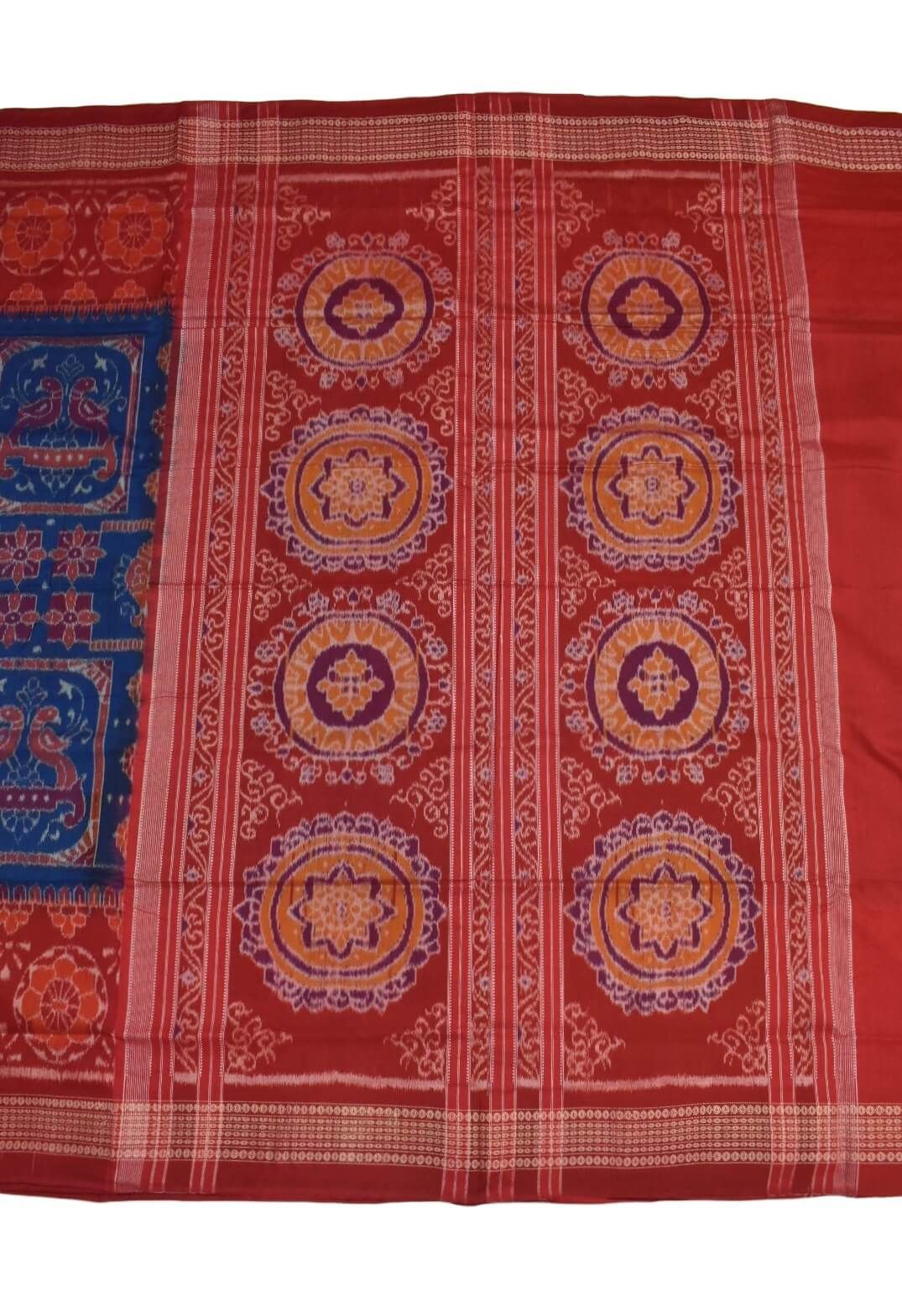 Blue Colour Sambalpuri Handloom Cotton Bandha Saree - Image 2