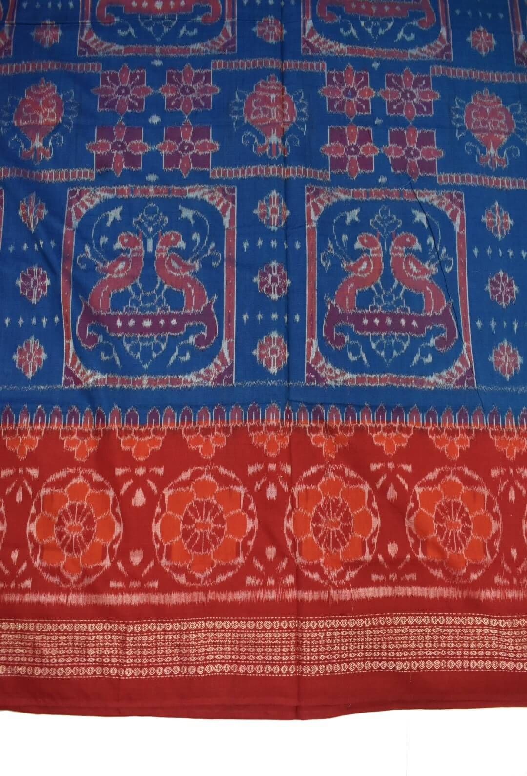 Blue Colour Sambalpuri Handloom Cotton Bandha Saree - Image 4