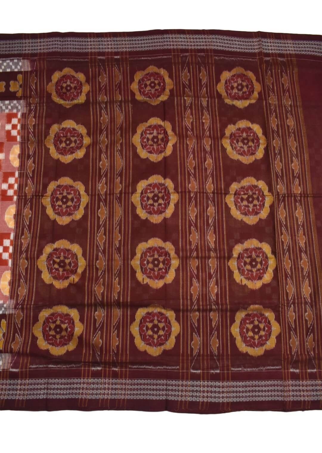 Biscuit Colour Pasapali Design Sambalpuri Handloom Cotton Saree - Image 2