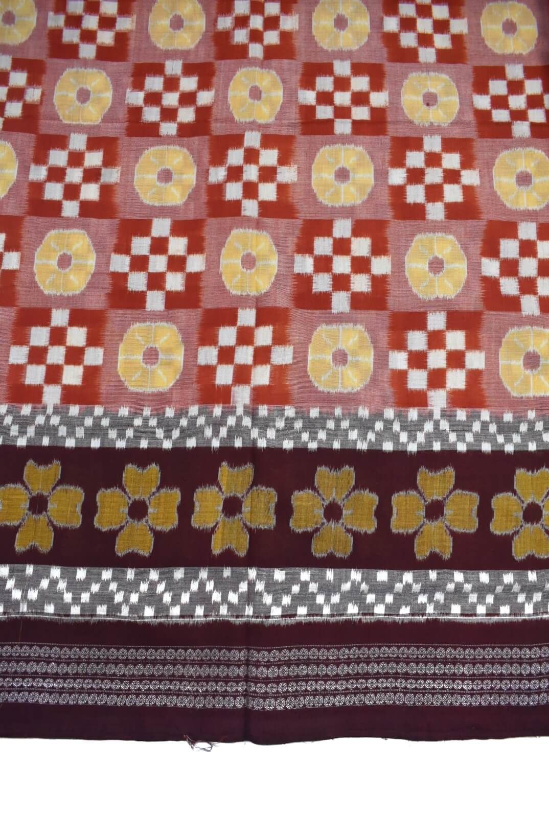 Biscuit Colour Pasapali Design Sambalpuri Handloom Cotton Saree - Image 4