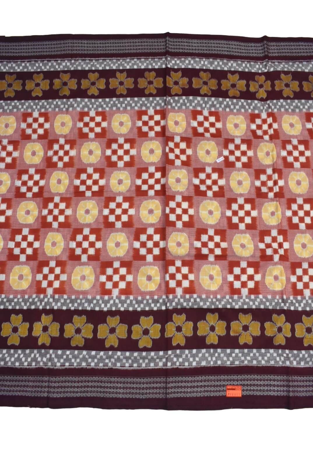 Biscuit Colour Pasapali Design Sambalpuri Handloom Cotton Saree