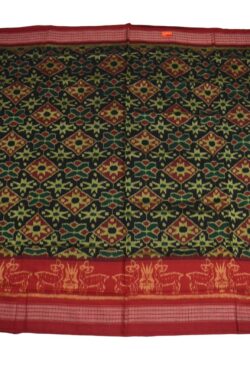 Black-Red Colour  Sambalpuri Handloom Cotton  Bandha Saree