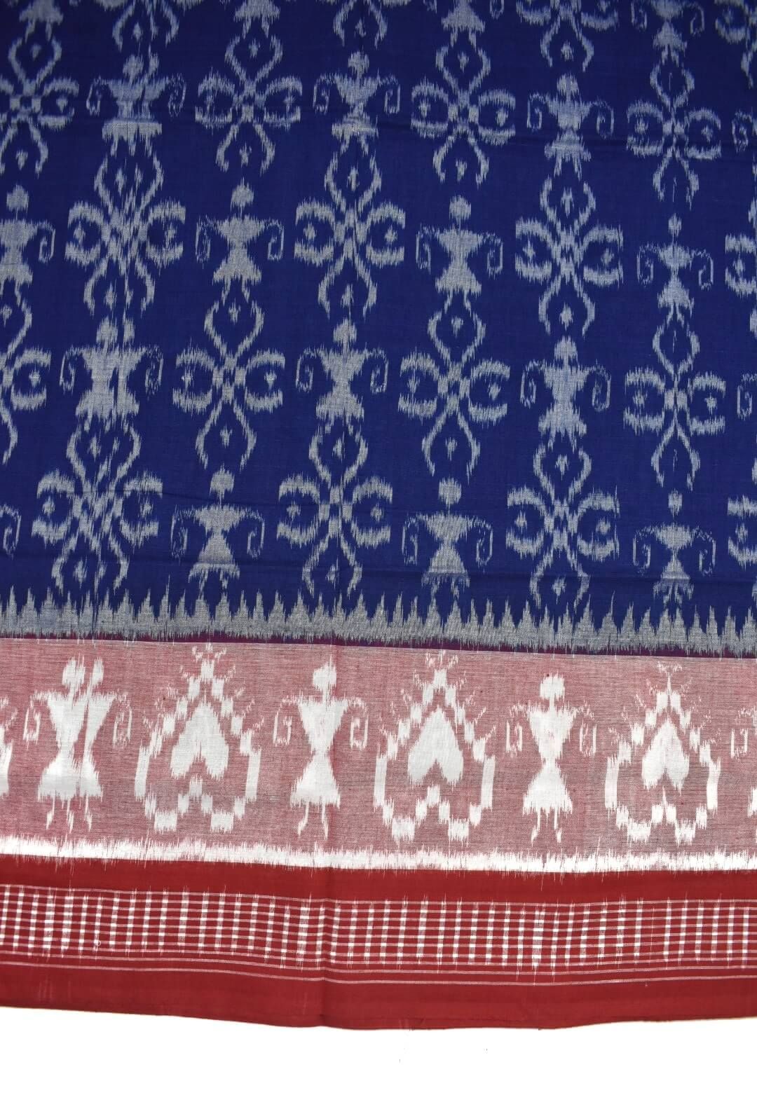 Blue Colour Sambalpuri Handloom Cotton Bandha Saree - Image 4