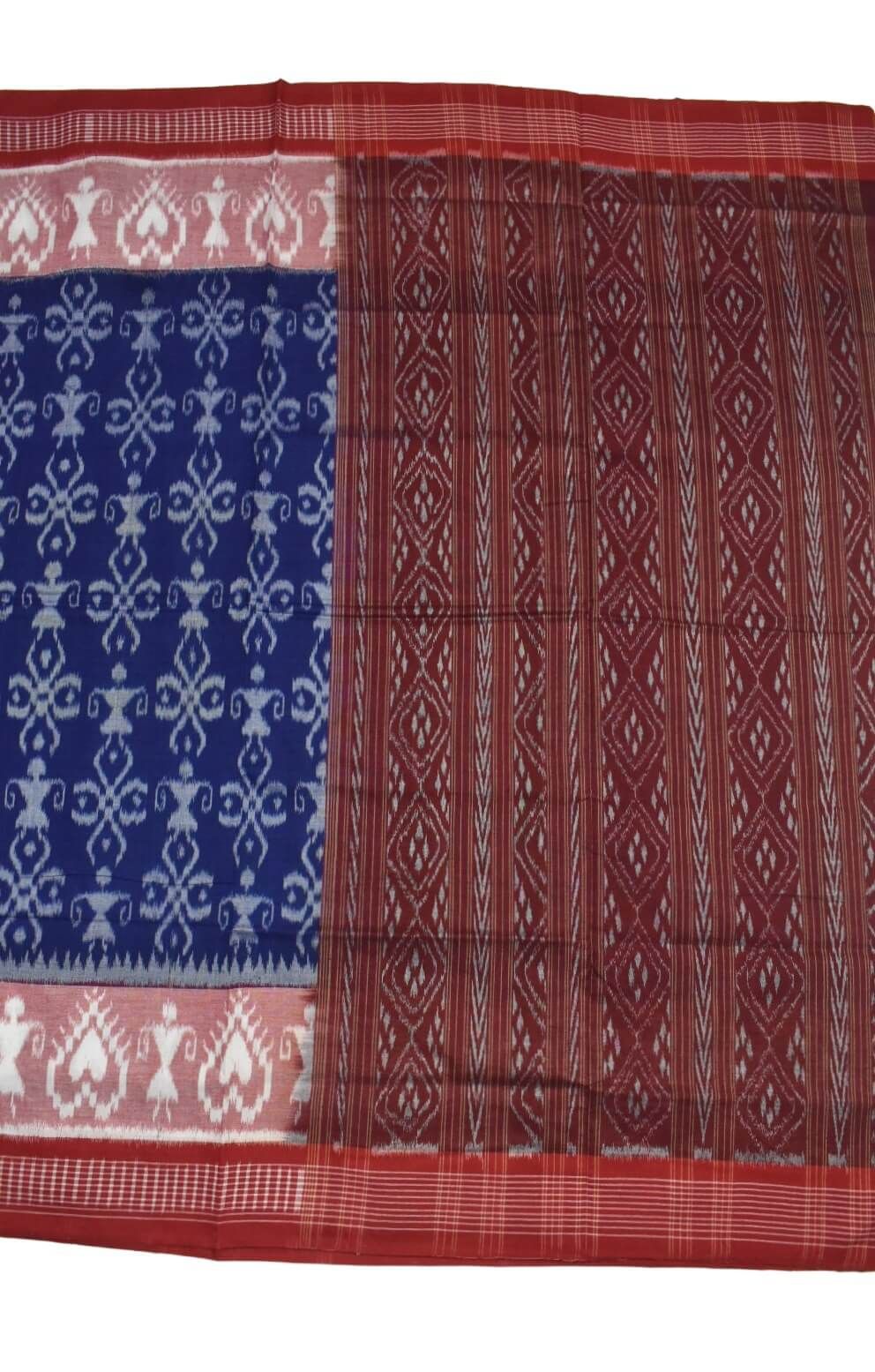 Blue Colour Sambalpuri Handloom Cotton Bandha Saree - Image 2