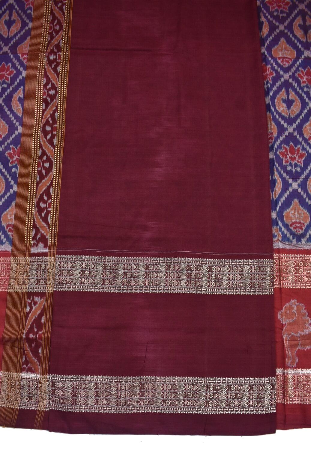 Blue Colour Sambalpuri Handloom Cotton Bandha Saree - Image 5