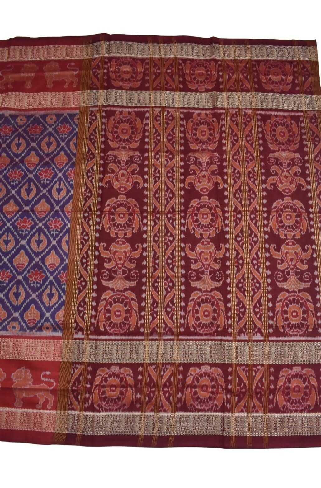 Blue Colour Sambalpuri Handloom Cotton Bandha Saree - Image 2